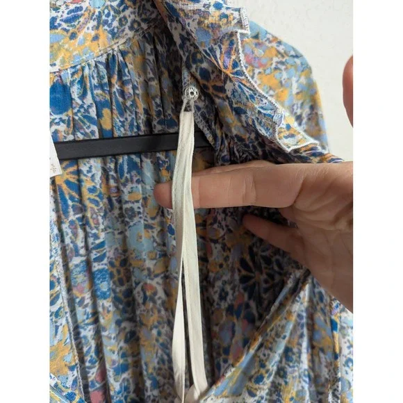 Free People maxi dress size S Feeling Groovy Blue floral boho festival - Picture 11 of 14